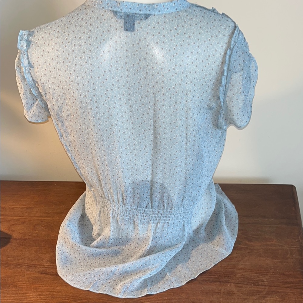 Banana Republic Blue Flutter Sleeve Blouse - Picture 2 of 3